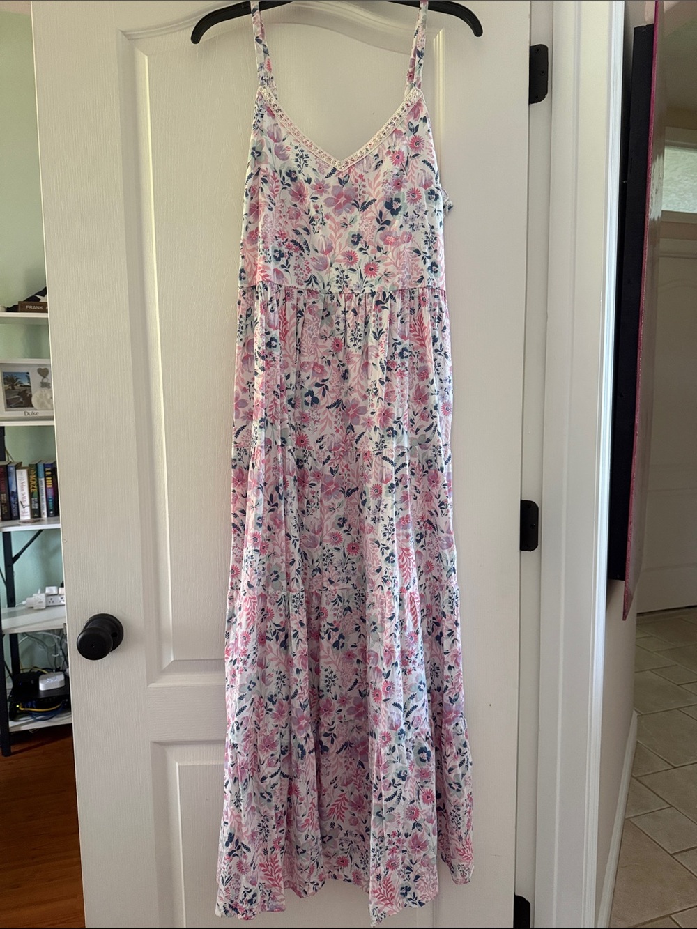 Rachel Zoe Pink and Blue Floral Spaghetti‑Strap Maxi Dress